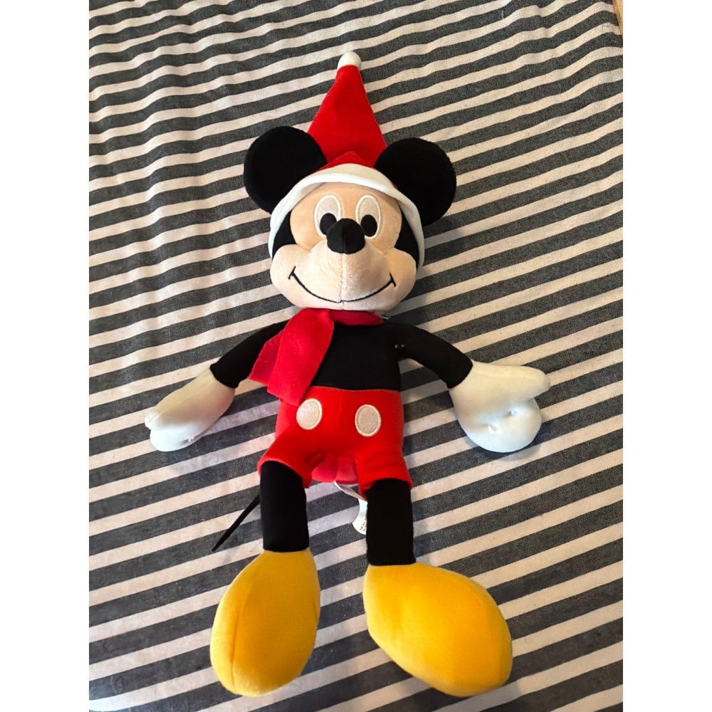 Disney Mickey Mouse Christmas Plush Santa Hat Scarf Kohls Cares Holiday Toy 12in